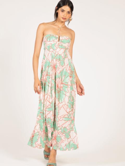 Poupette St Barth Long Dress Carla - Green Petal
