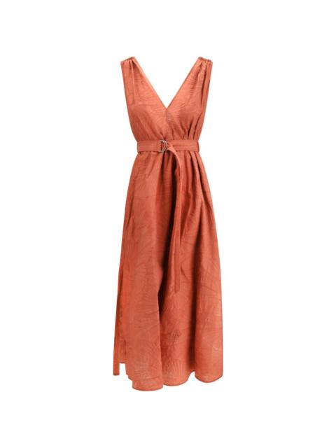 Brunello Cucinelli V-neck belted midi dress