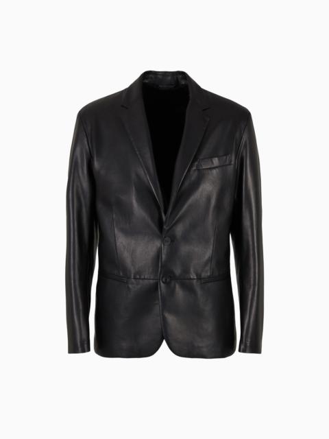 GIORGIO ARMANI Single-breasted, nappa-leather jacket