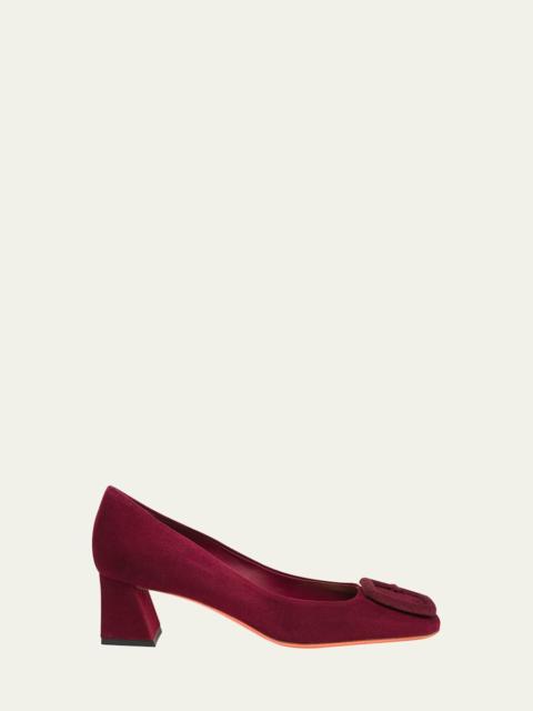 Santoni 50mm Hasmig Suede Buckle Pumps