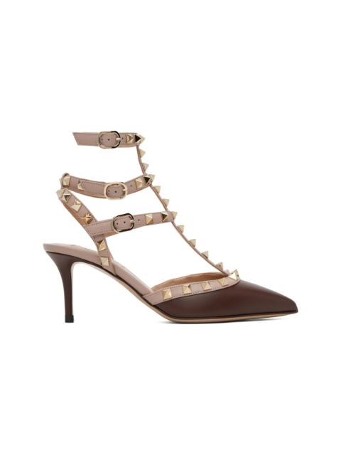Valentino Brown Ankle Strap Rockstud Heels