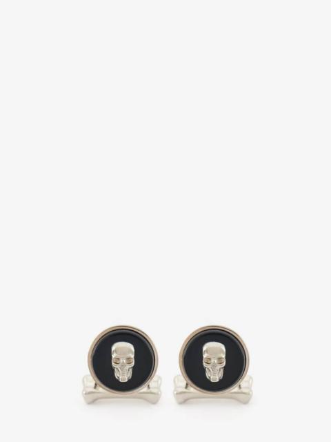 Alexander McQueen Skull Stone Cufflinks in Black