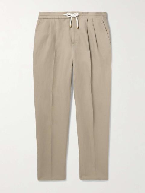 Brunello Cucinelli Straight-Leg Pleated Linen and Cotton-Blend Trousers