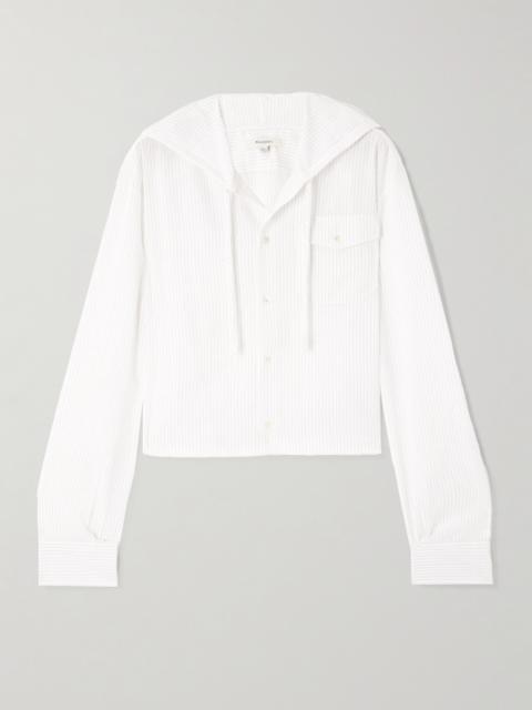 JW Anderson Cropped Hooded Pinstriped Poplin Shirt