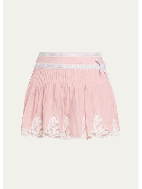 LoveShackFancy Marais Lace-Trim Mini Skirt