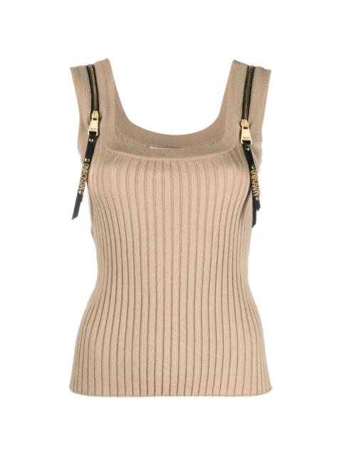 decorative-zip cotton tank top