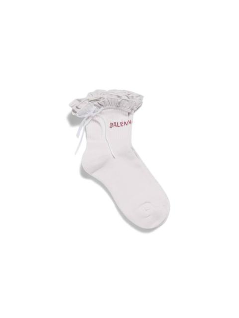 Women's Bow Socks in White/pink
