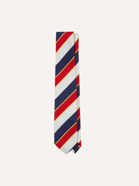 Drake's Navy, Red and White Block Stripe Repp Silk Tipped Tie