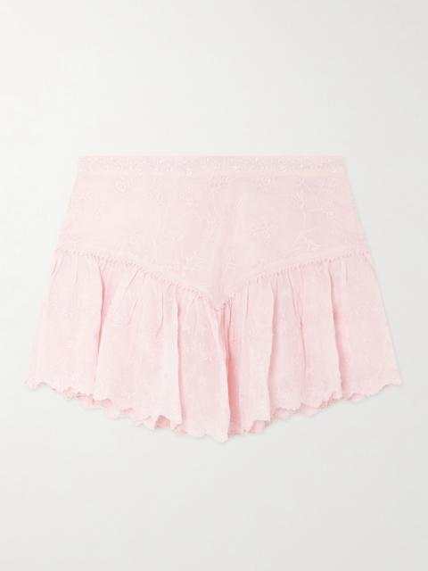 Isabel Marant Zoelia Embroidered Scalloped Cotton And Silk-blend Mini Skirt