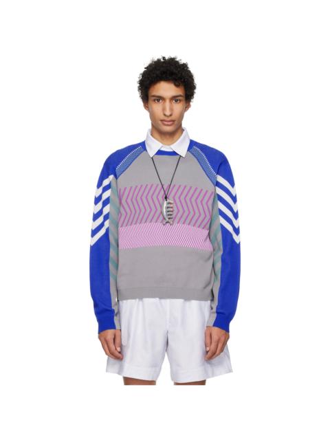 Kiko Kostadinov Gray & Blue Gizi Panelled Sweater