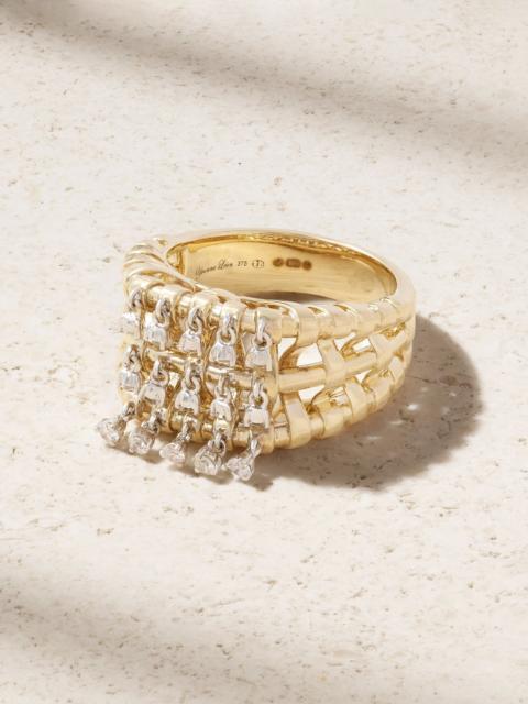 Yvonne Léon Raphia 9-karat yellow and white gold diamond ring Gold