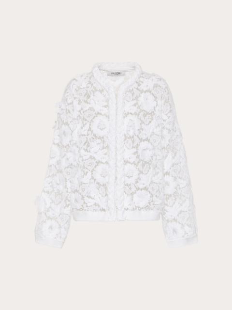 Valentino CARDIGAN IN COTTON AND EMBROIDERED LACE