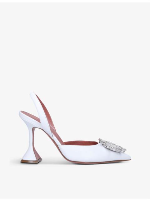 Amina Muaddi Begum crystal-embellished slingback satin heels