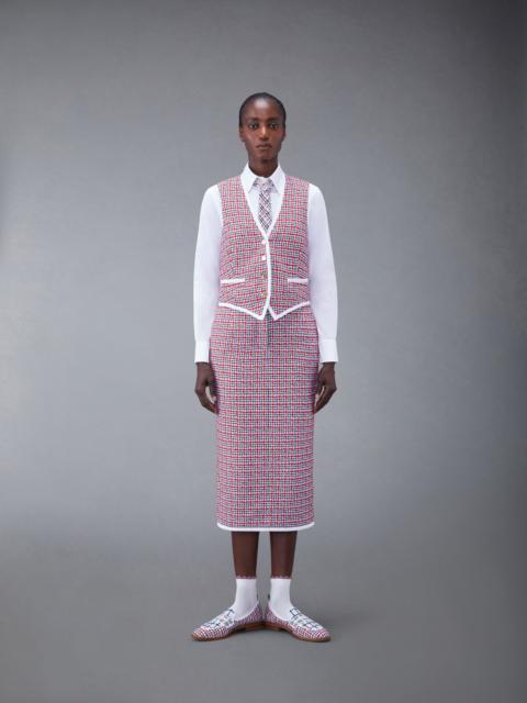 Thom Browne Check Summer Tweed Midi Vest Pencil Dress