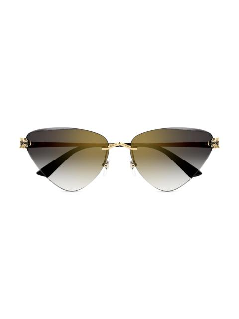Cartier Women's Panthère Classic 24K Gold-Plated Cat-Eye Sunglasses - Gold Black