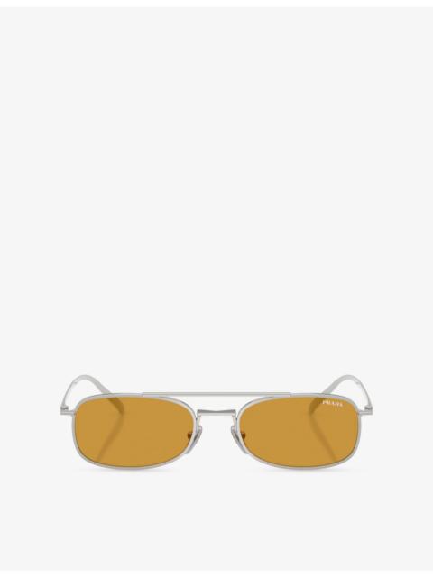 Prada PRD59S Rectangle-Frame Metal Sunglasses