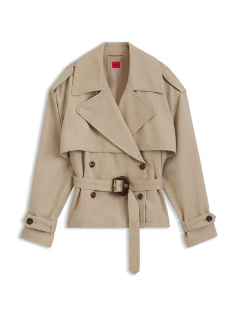 HUGO SHORT TRENCH JACKET IN COTTON AND LINEN