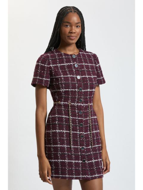 KAREN MILLEN Sparkle Tweed Trim Mini Dress