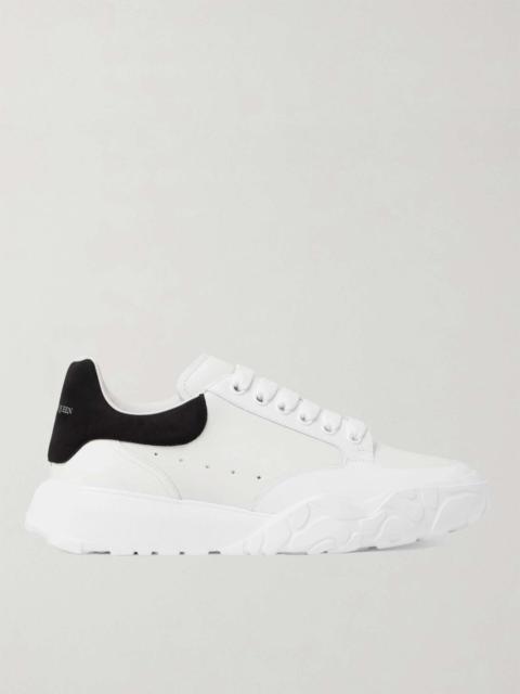 Exaggerated-Sole Suede-Trimmed Leather Sneakers