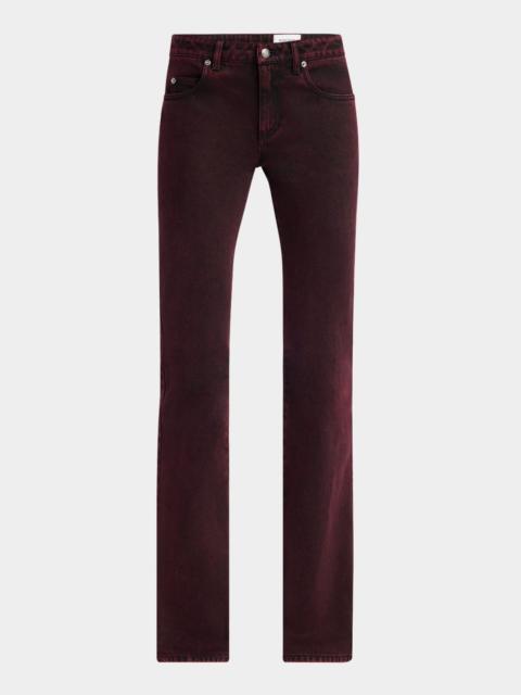 Alexander McQueen Low-Rise Red-Wash Denim Flare Trousers