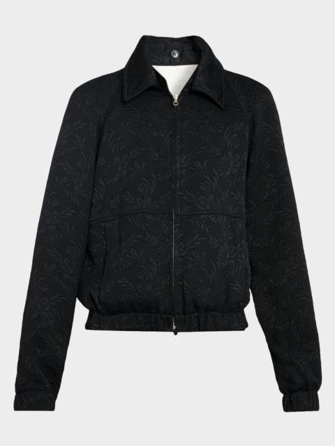 Dries Van Noten Men's Vinnys Floral Jacquard Full-Zip Jacket