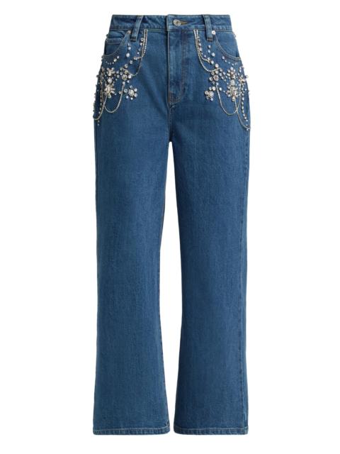 SIMKHAI Women's Jude Embellished Wide-Leg Jeans - Solana