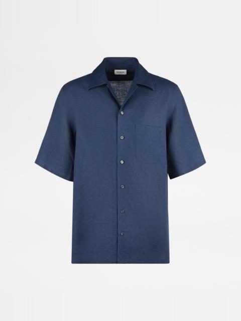 Tod's SHIRT IN LINEN - BLUE