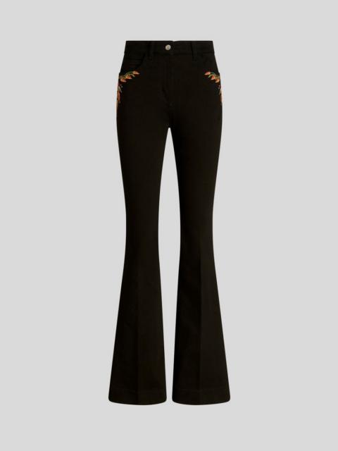 Etro FLARED JEANS WITH FOLIAGE EMBROIDERY