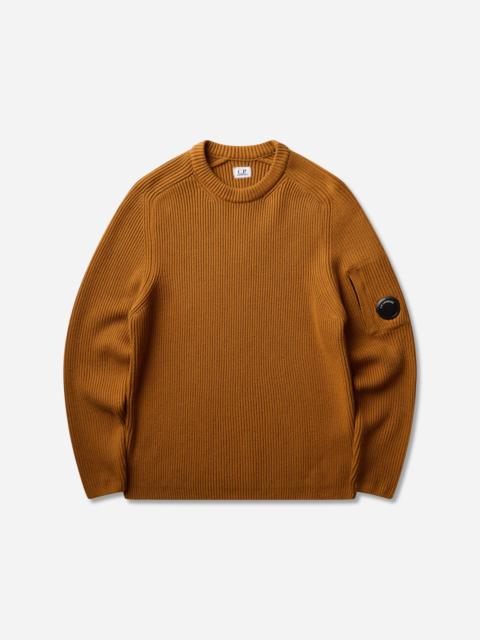 C.P. Company Men's Full Rib Crewneck Sweater Buck Thorn Brown