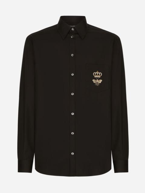 Dolce & Gabbana Cotton Martini-fit shirt with embroidery