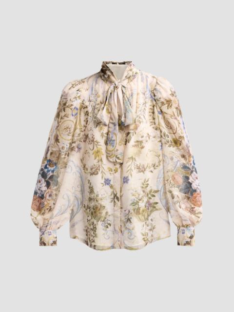 KOBI HALPERIN Women's Beau Floral Tieneck Blouse - Ivory Multi
