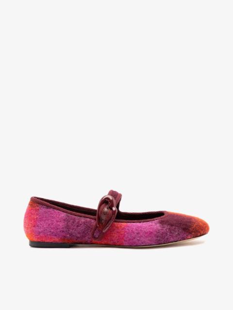 Larroudé Verona Ballet Flat Plum Printed Felt