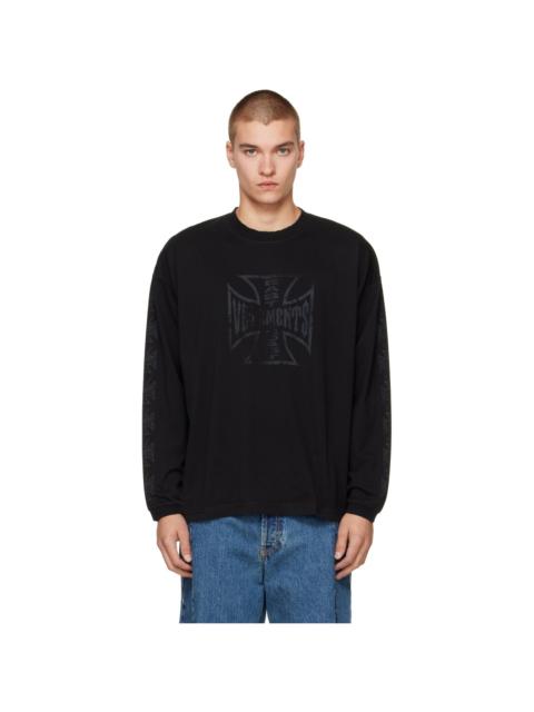 VETEMENTS Black Biker Cross Logo Longsleeve T-shirt