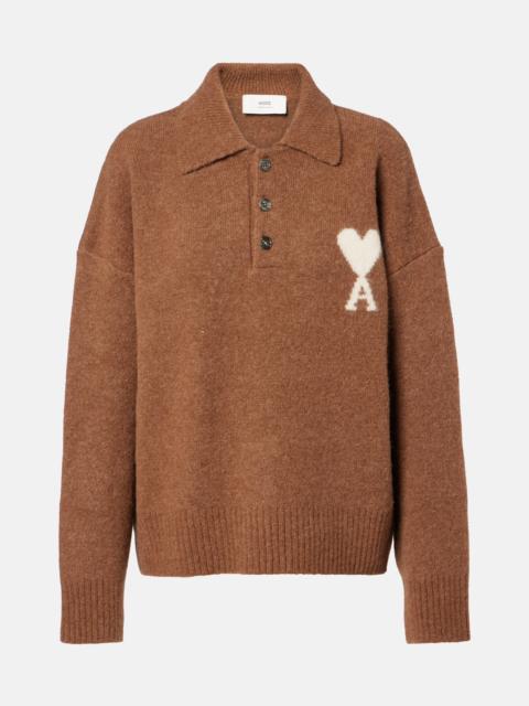 AMI Paris Alpaca and wool-blend polo sweater