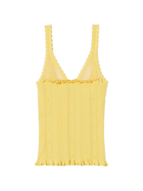 Claudie Pierlot ruffled pointelle-knit tank top