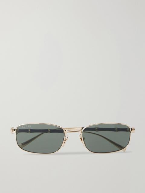 GUCCI Bamboo Square-Frame Gold-Tone Metal and Acetate Sunglasses Gold