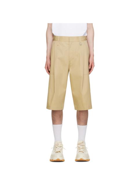 Beige Pleated Shorts