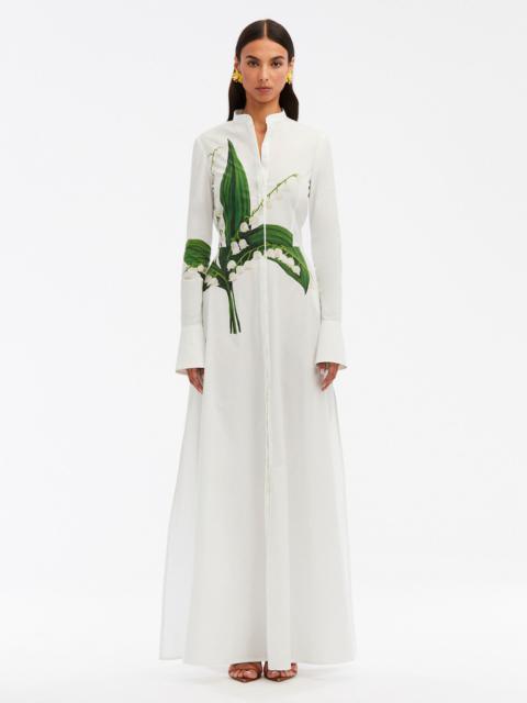 Oscar de la Renta LILY OF THE VALLEY COTTON POPLIN CAFTAN