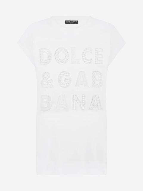 Jersey tank top with Dolce & Gabbana print