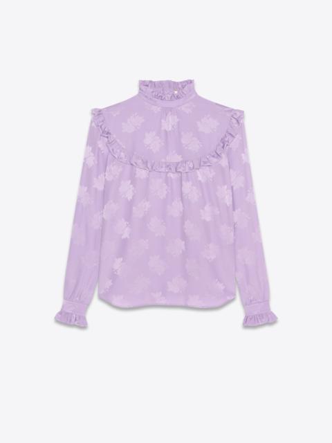 SAINT LAURENT blouse in matte and shiny floral prairie silk