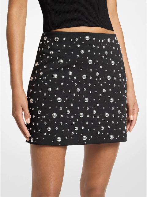 MICHAEL KORS Studded Stretch Crepe Mini Skirt