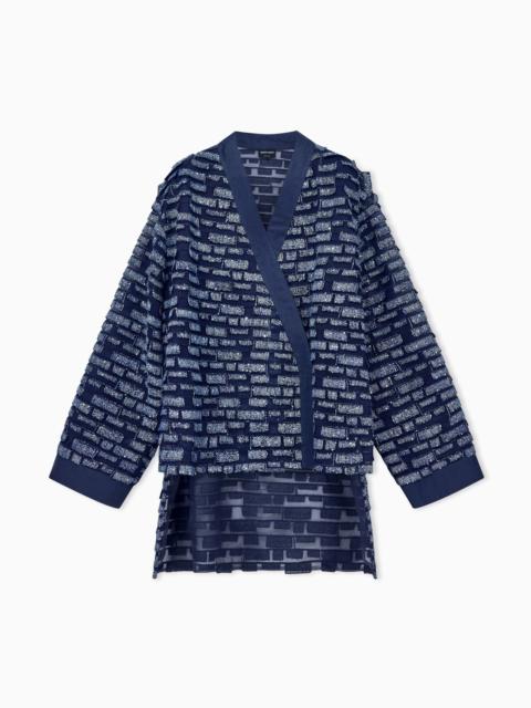 GIORGIO ARMANI OVERSIZED WRAP JACKET IN EMBROIDERED TULLE WITH SEQUINS