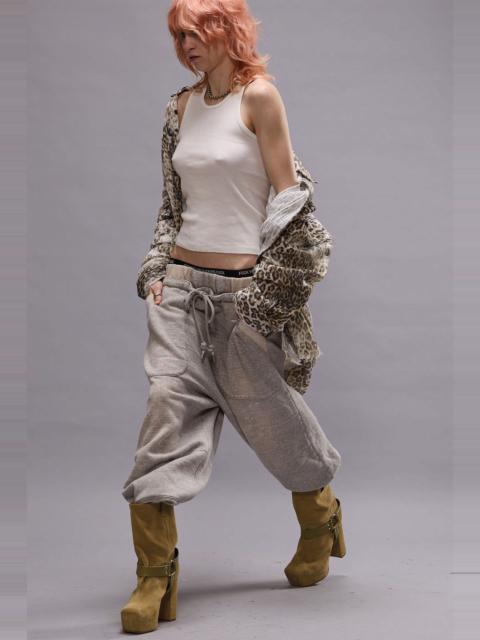 R13 DECONSTRUCTED CROPPED SWEATPANT - HEATHER GREY