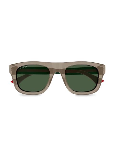GUCCI Men's New Pop Web 52MM Square Sunglasses - Brown Green