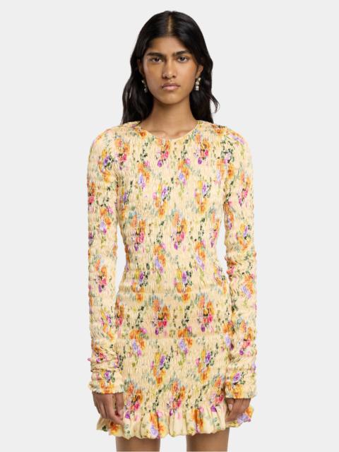 rabanne FLORAL SHORT SATIN DRESS