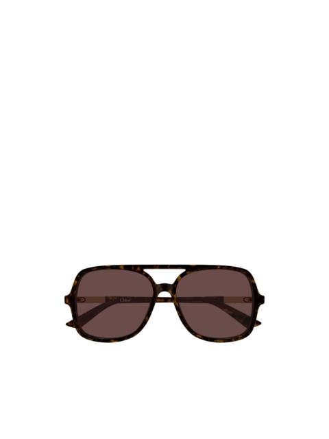 Chloé CHLOE OVERSIZED BROWN LENS GEOMETRICAL ACETATE SUNGLASSES