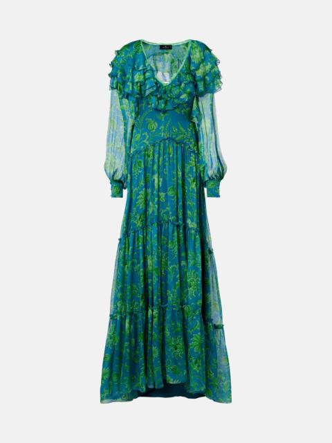 Etro Floral ruffled tiered silk chiffon maxi dress