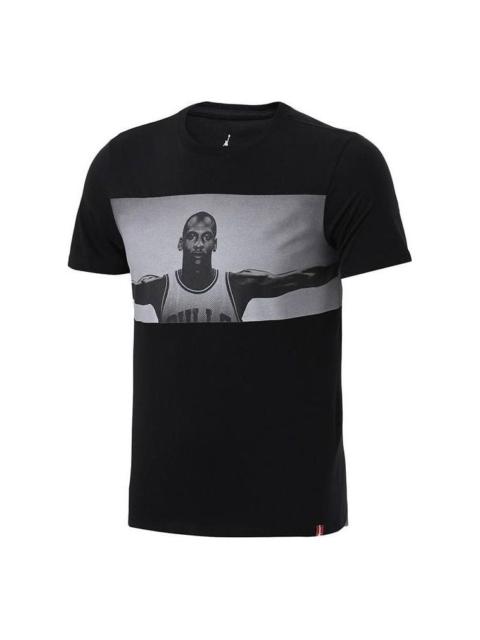 Jordan Men's Air Jordan Character Printing Round Neck Pullover Short Sleeve Black T-Shirt 862432-010