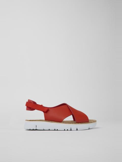 CAMPER Oruga Red leather and textile sandals for women