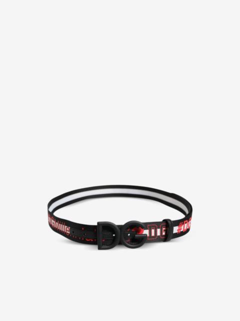Dolce & Gabbana black and red #DG Millennials logo buckle belt